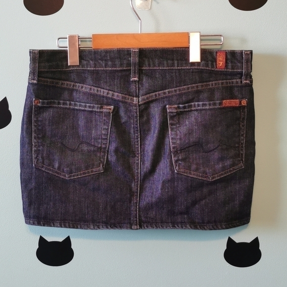 7 For All Mankind Denim Miniskirt Darkwash 29 - Picture 3 of 7